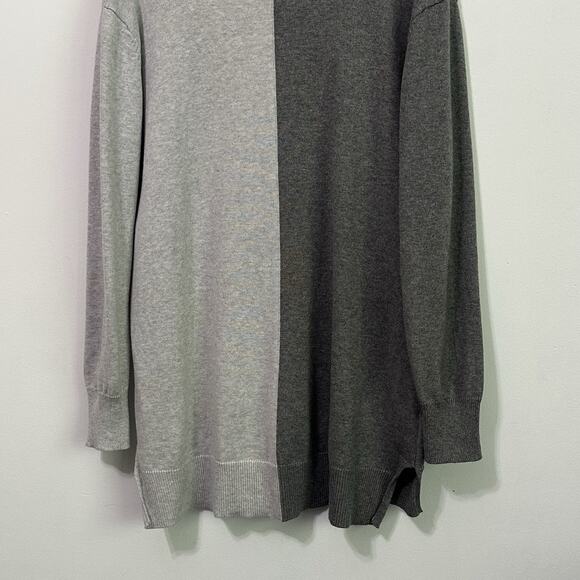 Lysse Sweater M Cashmere Blend V Neck Gray Colorblock Long Sleeve Pullover Cozy - Picture 8 of 9